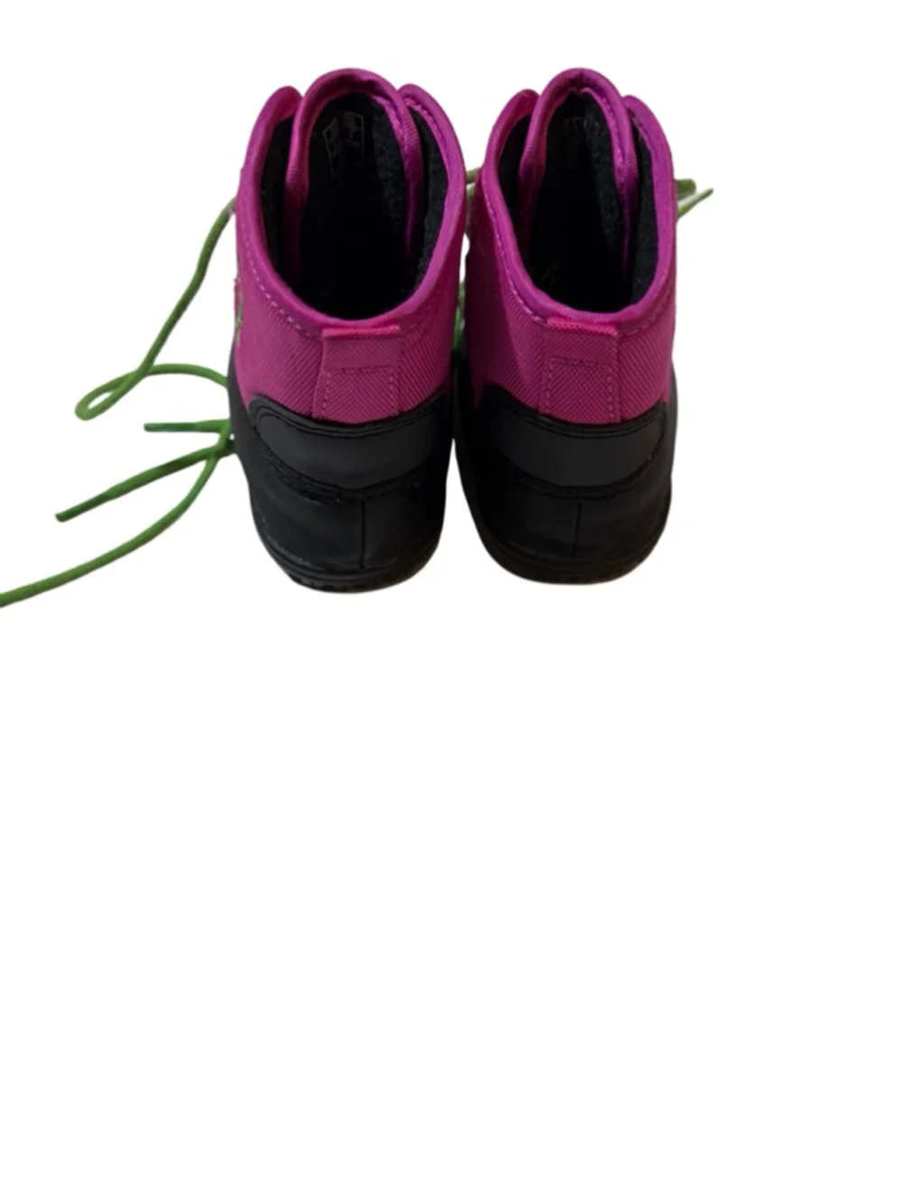 Polo Ralph Lauren Kids Duck Boots Pink Green Lace Up Winter Rain Boots Size 2